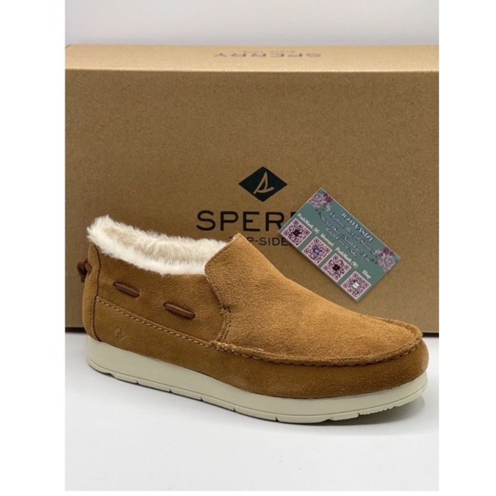 SPERRY Women's Topsiders Moc Siders Slip-Ons Size 10 Brown Leather Casual Shoes